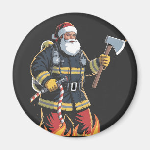 Feuerwehrmann Feuerwehrauto Weihnachtsbaum Santa X Magnet