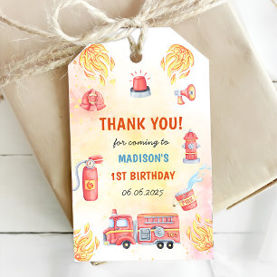Feuerwehrmann Feuerwehrmann 1. Geburtstag Party Geschenkanhänger