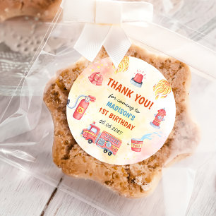 Feuerwehrmann Feuerwehrmann 1. Geburtstag Party Runder Aufkleber