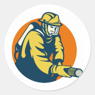 Feuerwehrmann, Feuerwehrmann und Feuerwehrmann Runder Aufkleber
