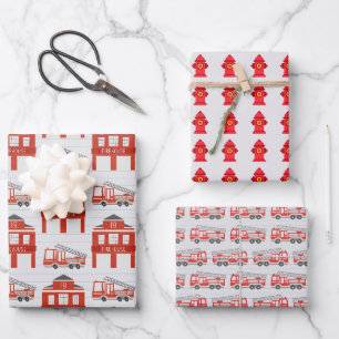 Feuerwehrmann Feuerwehrwagen Geschenkpapier Set