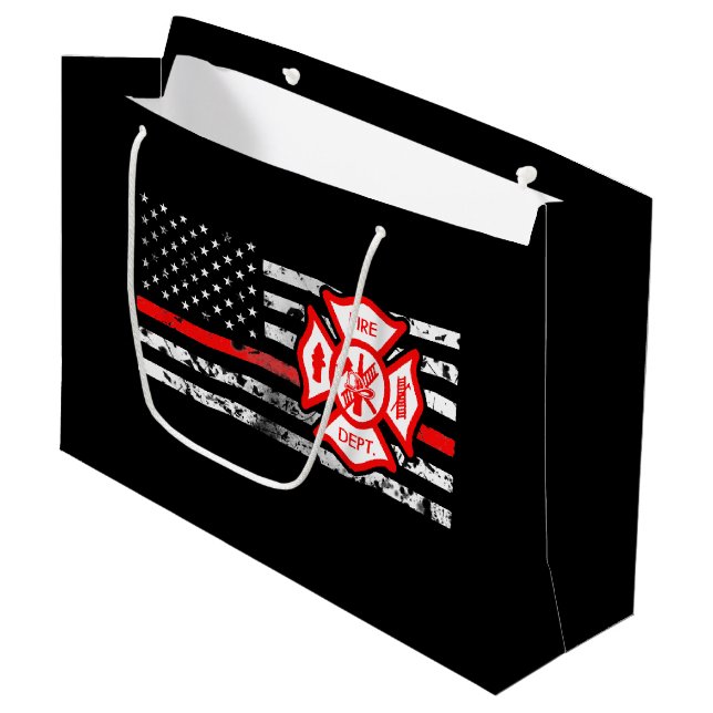 Feuerwehrmann-Flagge u. Florian Kreuz Große Geschenktüte (Vorderseite Schrägansicht)