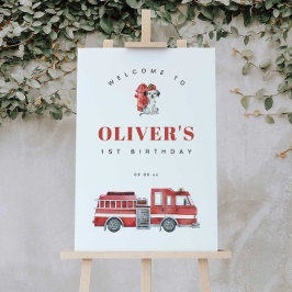 Feuerwehrmann Geburtstagspartei Begrüßungszeichen Poster