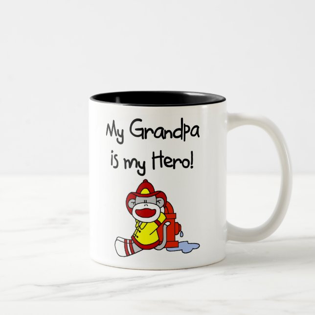 Feuerwehrmann-Großvater-Held Zweifarbige Tasse (Rechts)