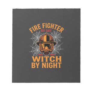 Feuerwehrmann Halloween Hexen Nacht Design Notizblock