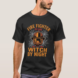 Feuerwehrmann Halloween Hexen Nacht Design T-Shirt