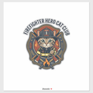 Feuerwehrmann Held Katze Grafik T-Shirt Kunst - Fe Aufkleber
