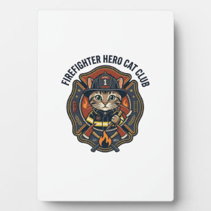 Feuerwehrmann Held Katze Grafik T-Shirt Kunst - Fe Fotoplatte