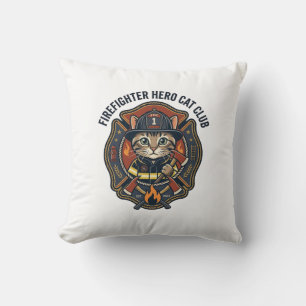 Feuerwehrmann Held Katze Katze Grafik T-Shirt Kuns Kissen