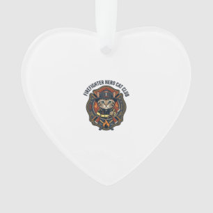 Feuerwehrmann Held Katze Katze Grafik T-Shirt Kuns Ornament