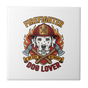 Feuerwehrmann Hund Liebhaber Dalmatiner Feuerhelm Fliese