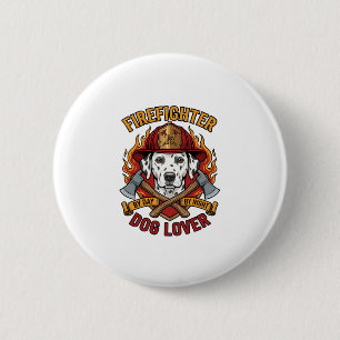Feuerwehrmann-Hundefreund Dalmatiner Feuerwehrhelm Button