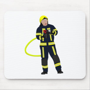 Feuerwehrmann im blauer Einsatzkleidung Mousepad