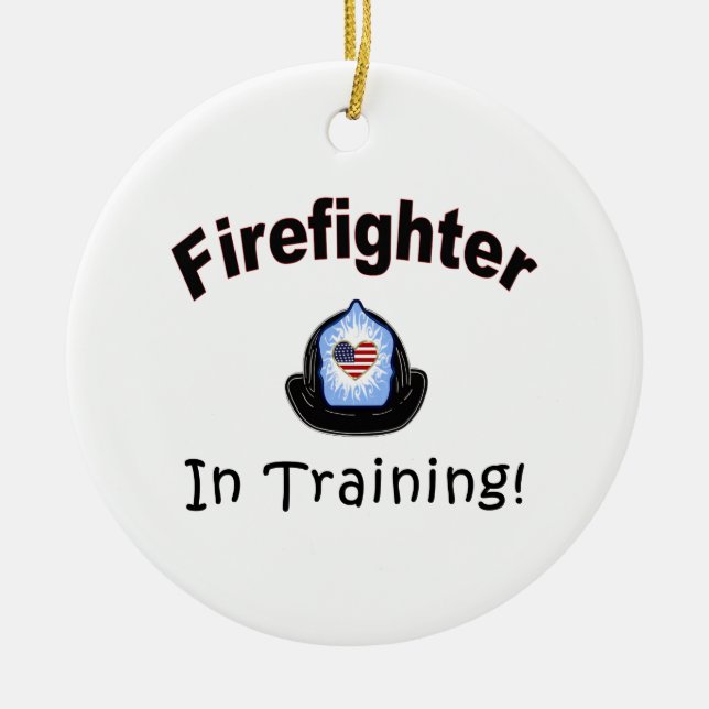 Feuerwehrmann im Training Keramikornament (Vorne)