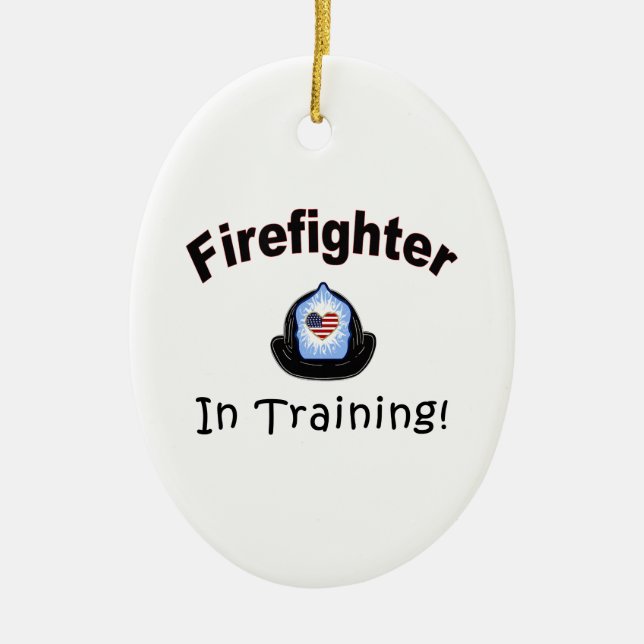 Feuerwehrmann im Training Keramikornament (Vorne)