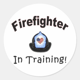 Feuerwehrmann im Training Runder Aufkleber