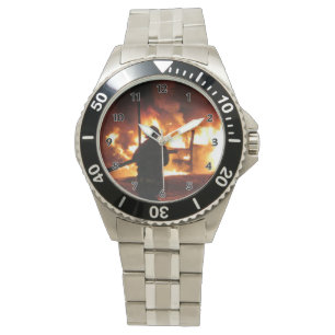 Feuerwehrmann in den Flammen Armbanduhr