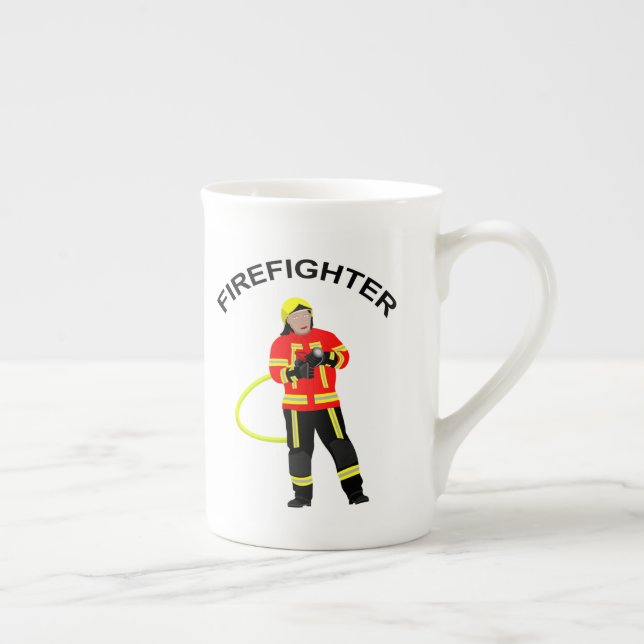 Feuerwehrmann in Einsatzkleidung Porzellantasse Prozellantasse (Rechts)