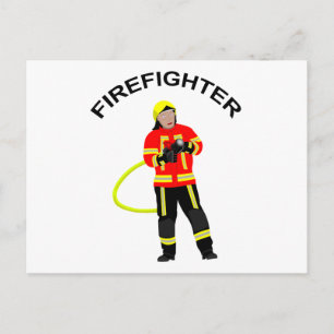 Feuerwehrmann in Einsatzkleidung Postkarte