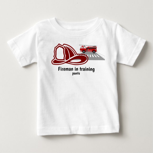 "Feuerwehrmann in Trainingshosen" Baby T-shirt (Vorderseite)
