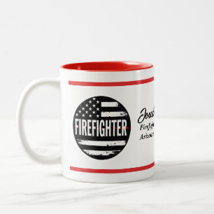 Feuerwehrmann-Kreis US-Flagge mit dünner roter Lin Zweifarbige Tasse