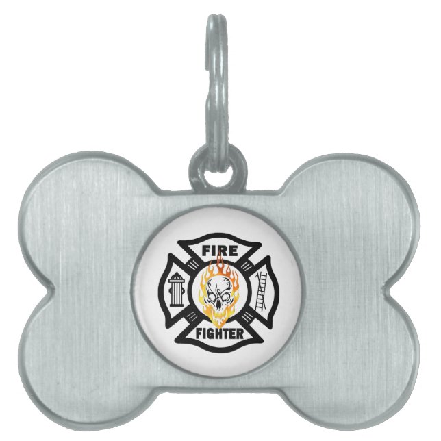 Feuerwehrmann-lodernder Schädel Tiermarke (Vorderseite)