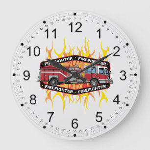 Feuerwehrmann-Löschfahrzeug Große Wanduhr