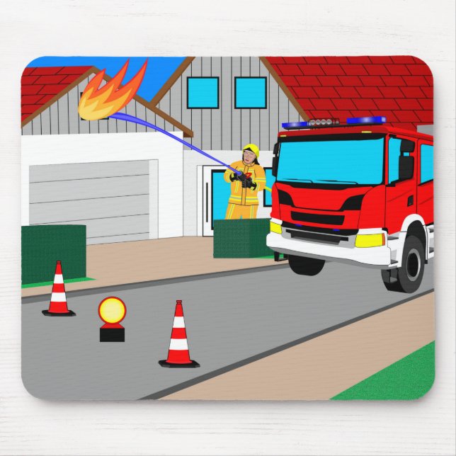 Feuerwehrmann löscht Garagenbrand Mousepad (Vorne)