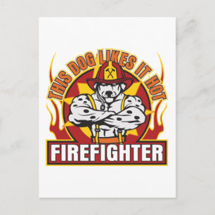 Feuerwehrmann mag es heiß postkarte