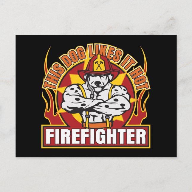 Feuerwehrmann mag es heiß postkarte (Vorderseite)