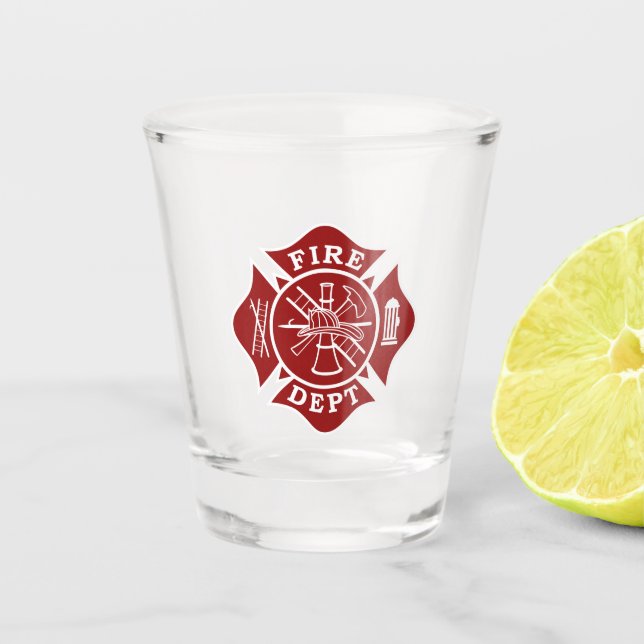 Feuerwehrmann, Malteser Cross-Shot-Glas Schnapsglas (Vorderseite)