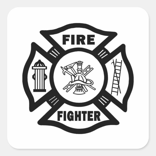 Feuerwehrmann Malteser Quadratischer Aufkleber (Vorderseite)