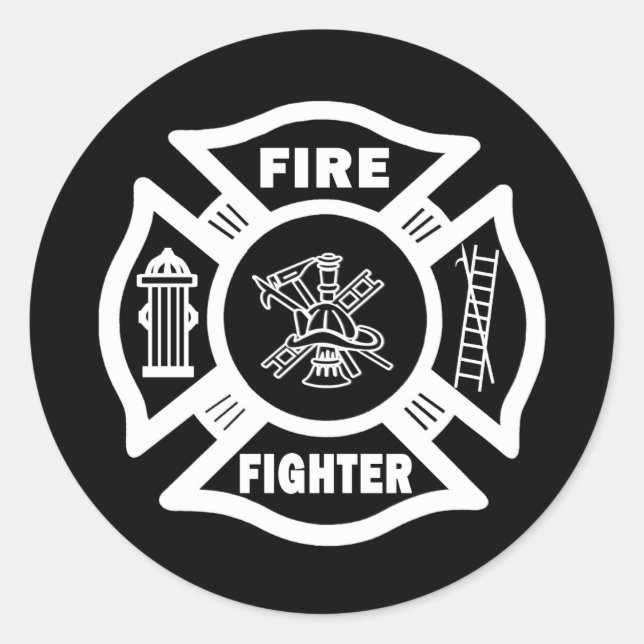 Feuerwehrmann Malteser Runder Aufkleber (Vorderseite)