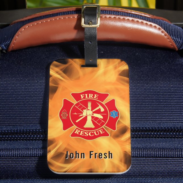 Feuerwehrmann Maltesischer Feuerwehrrutsche Gepäckanhänger (Vorderseite Insitu 2)