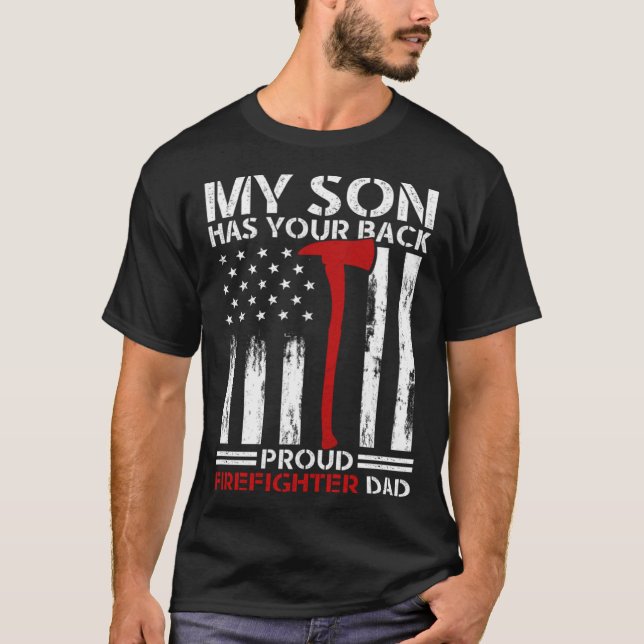 Feuerwehrmann Mein Sohn hat deinen stolzen Feuerwe T-Shirt (Vorderseite)