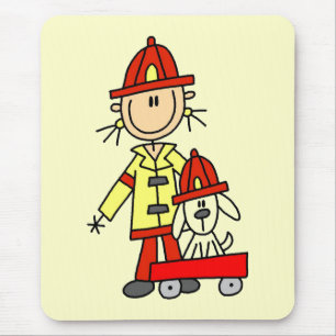 Feuerwehrmann mit Dalmatiner-T-Shirts und Geschenk Mousepad