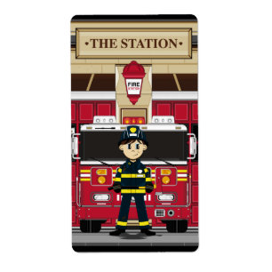 Feuerwehrmann mit Feuer-Motor-Aufkleber