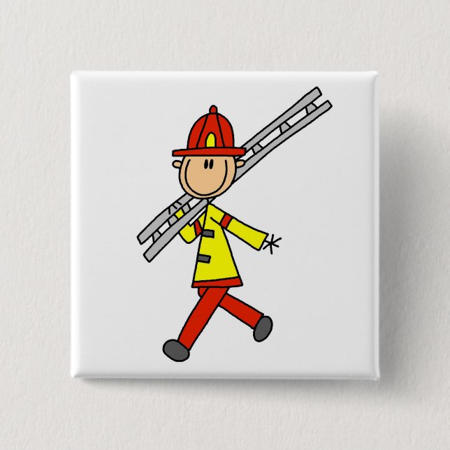 Feuerwehrmann mit Leiter T-Shirts und Geschenke Button (Vorderseite)