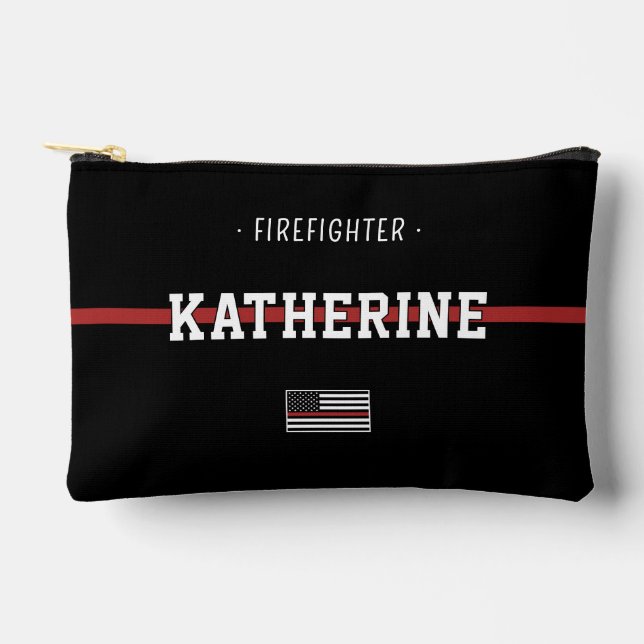 Feuerwehrmann mit personalisierter dünner roter Li Zubehörtasche (Vorderseite)