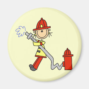 Feuerwehrmann mit Schlauch T-Shirts und Geschenke Magnet