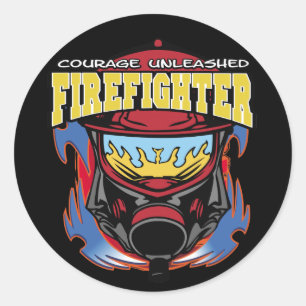 Feuerwehrmann-Mut Runder Aufkleber