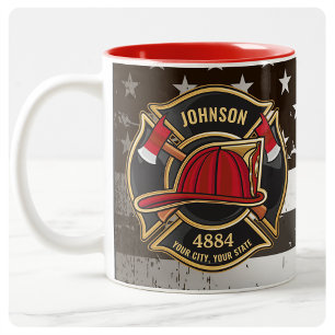 Feuerwehrmann NAME Feuerwehrmann Feuerwehr USA-Fla Zweifarbige Tasse
