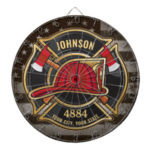 Feuerwehrmann NAME Fireman Fire Department USA Fla Dartscheibe