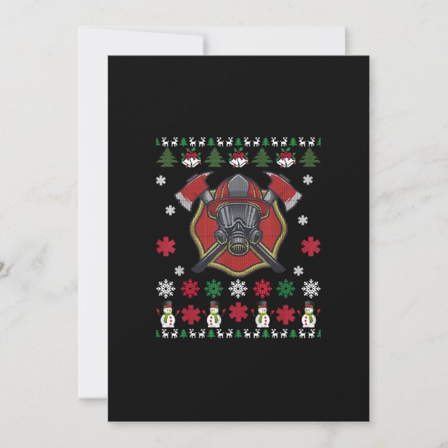 Feuerwehrmann Niedliche Weihnachtsgeschenke Feiertagskarte (Vorderseite)