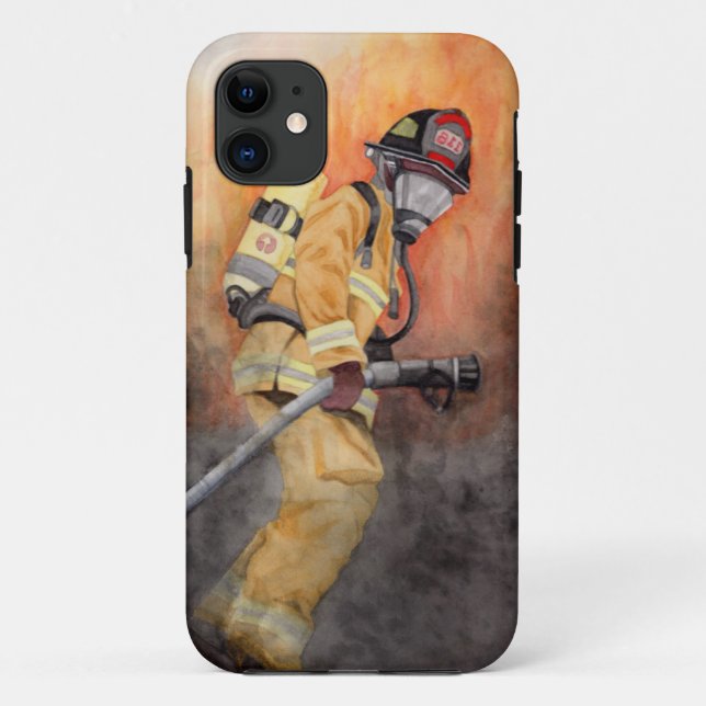 Feuerwehrmann Original Wasserfarbe von Miranda Case-Mate iPhone Hülle (Rückseite)