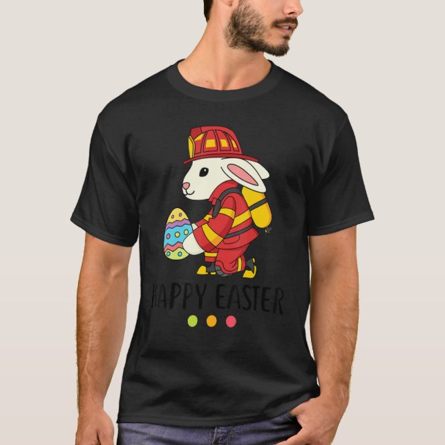Feuerwehrmann Ostern Bunny Fireman Egg Happy Oster T-Shirt (Vorderseite)