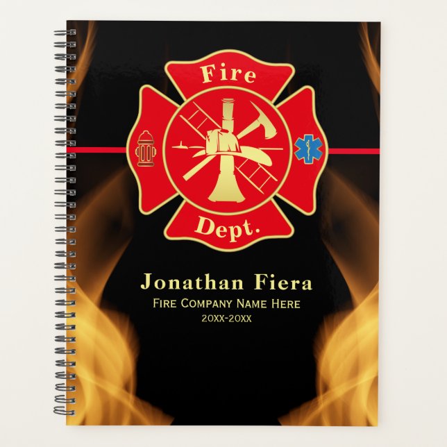 Feuerwehrmann Prix Maltese Cross mit Flammen Planer (Vorderseite)