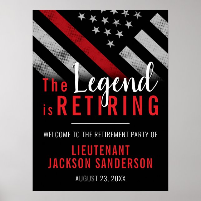 Feuerwehrmann Red Line Flagge Feuerwehrmann Poster (Vorne)