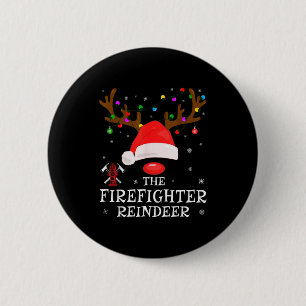 Feuerwehrmann-Rentier-Familie passende Weihnachts- Button