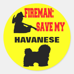 Feuerwehrmann retten mein Havanese Runder Aufkleber